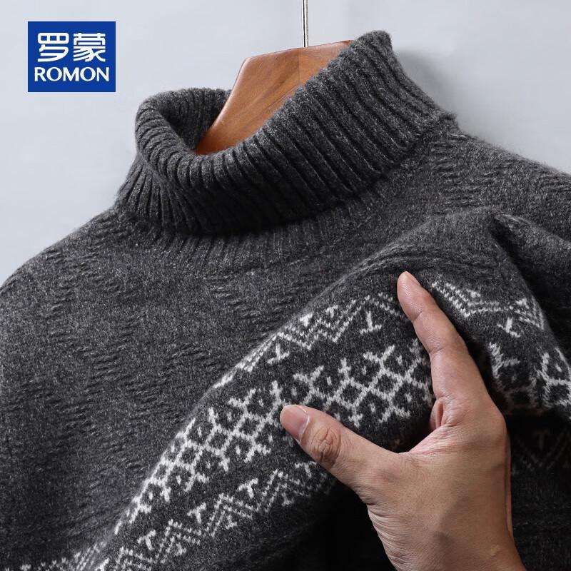ROMON Men's 100% Pure Wool Turtleneck Sweater