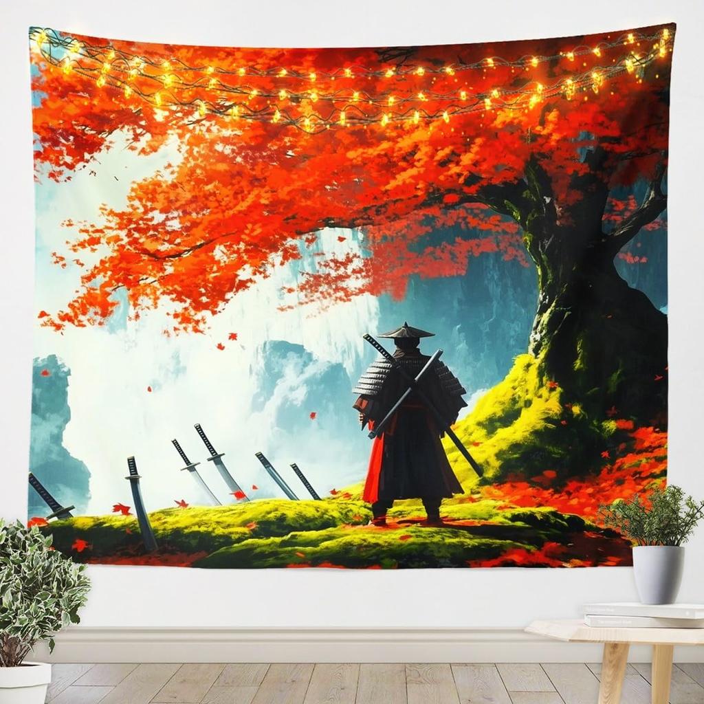 Japanese Girls Geisha Tapestry Large Kids Pink Cherry Blossoms Wall Hanging for Boys Teens Japanese Ukiyoe Wall Blanket Mount