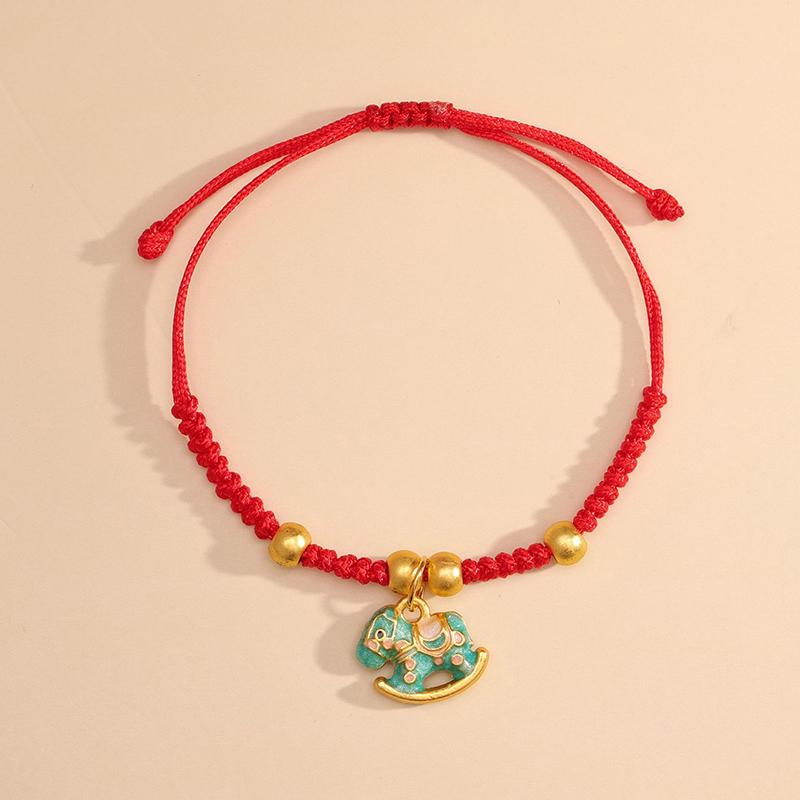 Chinese Style 2026 Horse Year Zodiac Bracelet For Women Men Lucky Hand-Woven Red Rope Bracelet New Year Jewelry Party Gift