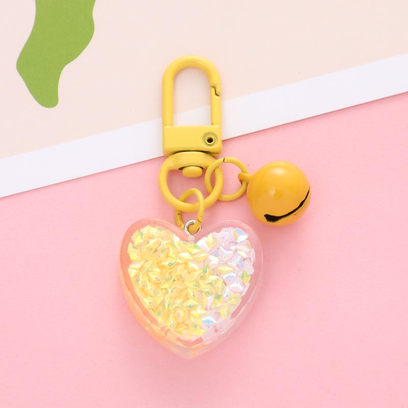 Heart-Shaped Bell Keychain Pendant - Peach Color Earphone Case Decoration