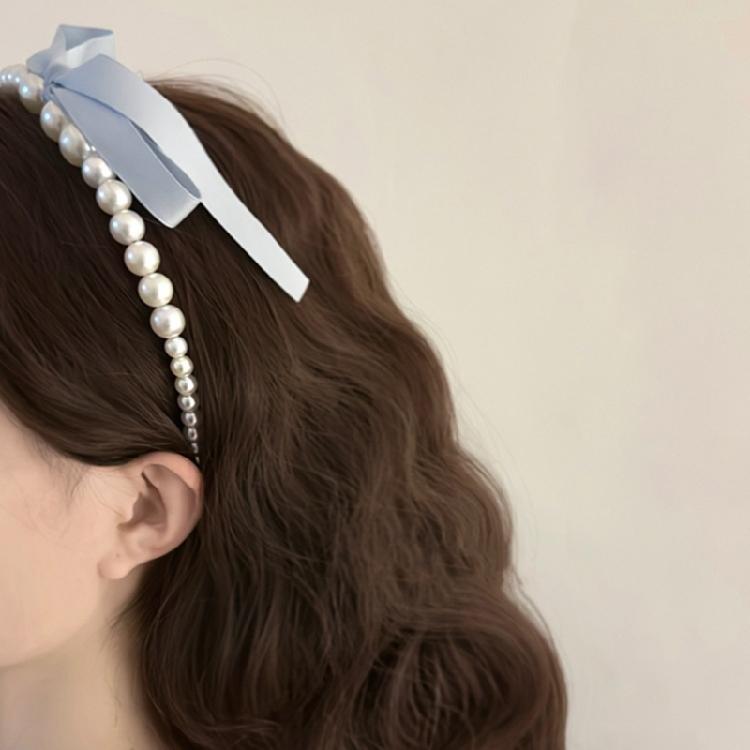 Long Ribbon Hairband Plain Color Bowknot Headband for Woman Makeup Wash Face