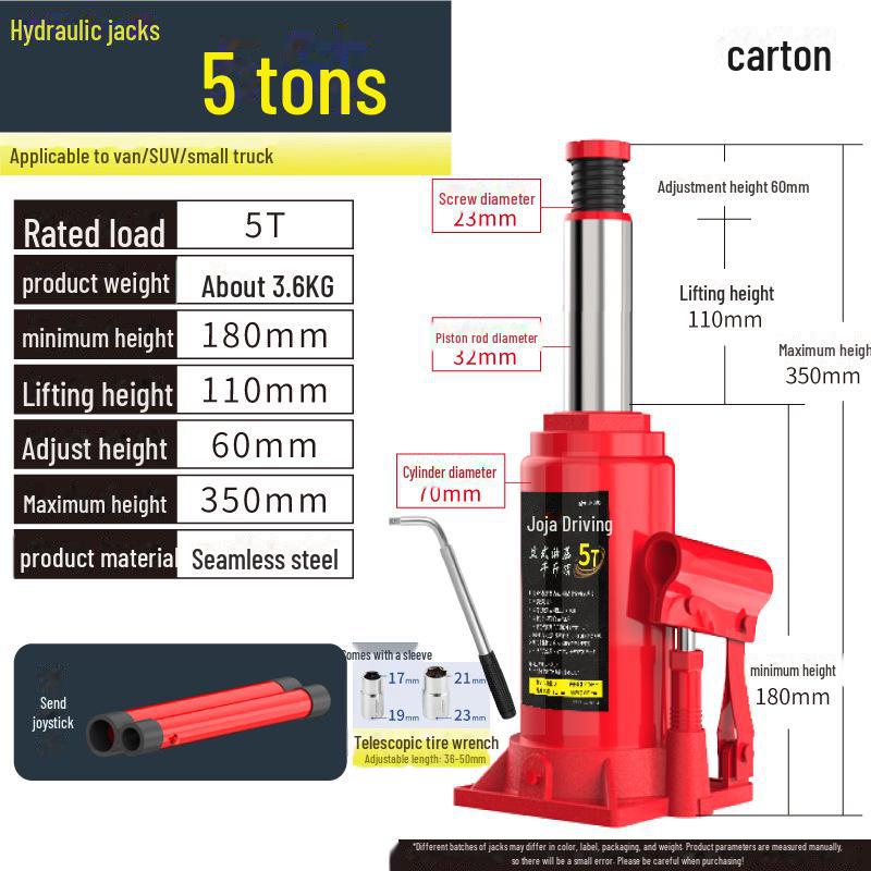 

Jiajiale 2-тонный гидравлический автомобильный домкрат с 5-тонной ручкой для грузовика