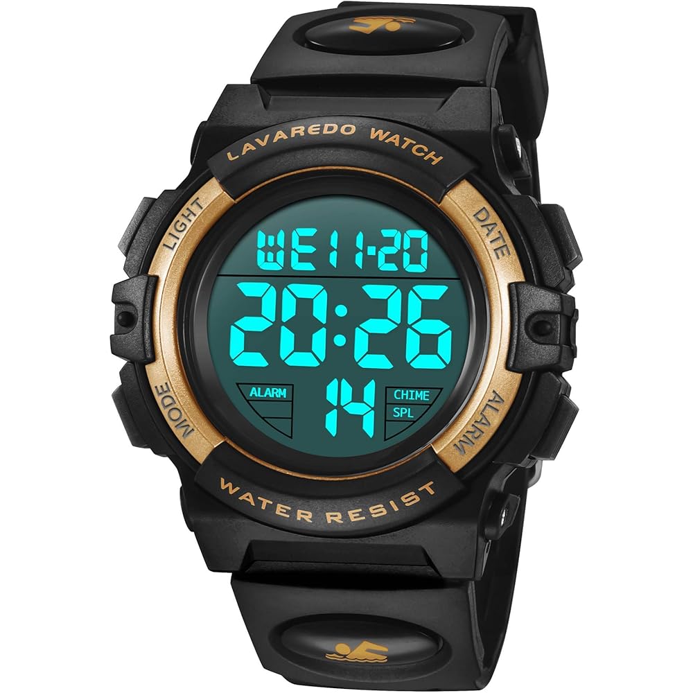 Kids Digital Sports Watch Boys Multi-Function 50m Waterproof Date Display Dual Time LED Display