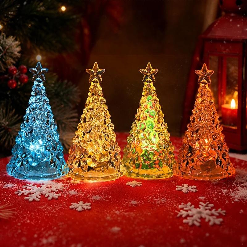 Crystal Christmas Tree Night Light Christmas Desktop Ornament Xmas Tree Lamp Christmas Gift Glow in The Dark Home Decor