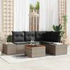 Garden Sofa Set with Storage 5 Pcs Grey Poly Rattan