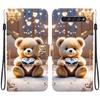 Handmade PU Leather Flip Case for LG K61 Anti-Slip Shockproof Cover with Wrist Strap & Heart/Rose Cat Designs