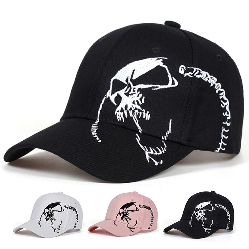 1 Stück Schädel Punk Mode Stickerei Baseballkappe Baumwolle Snapback Knochen Hut Hip Hop Kappe Männer Frauen Papa Hut