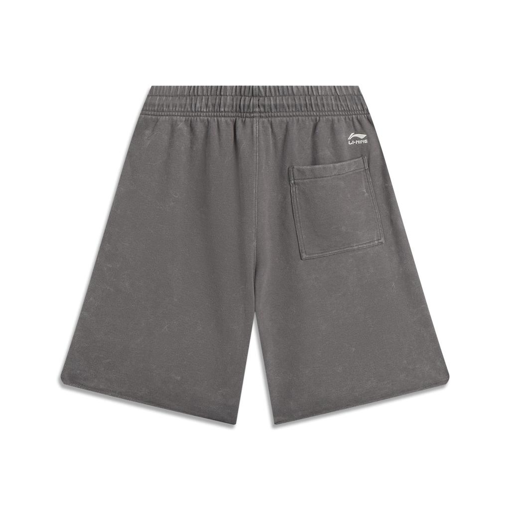 Li-Ning Sports Lifestyle Series Letter Mid-Waist Drawstring Breathable Versatile Straight-Cut Casual Shorts Men Shorts Street-Grey AKSV527-3