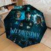 1pc Wednesday Addams Family Automatic Folding Umbrella, Portable Collapsible Design, Casual Outdoor Accessory L1127073
