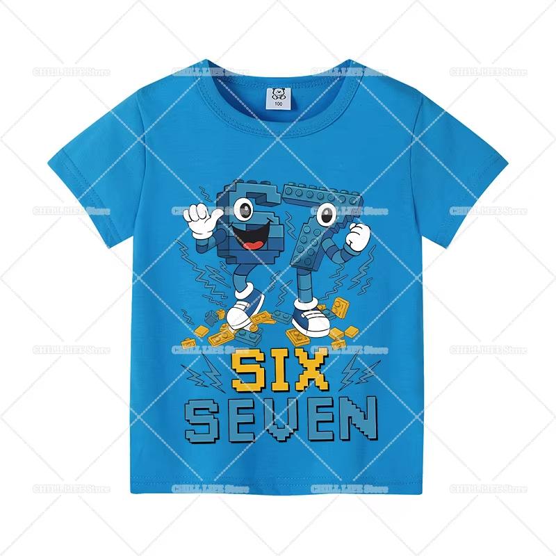 Kids SIX SEVEN  Brainrot Meme Graphic TShirt Soft Cotton Casual Wear for Boys  Girlsdf0154