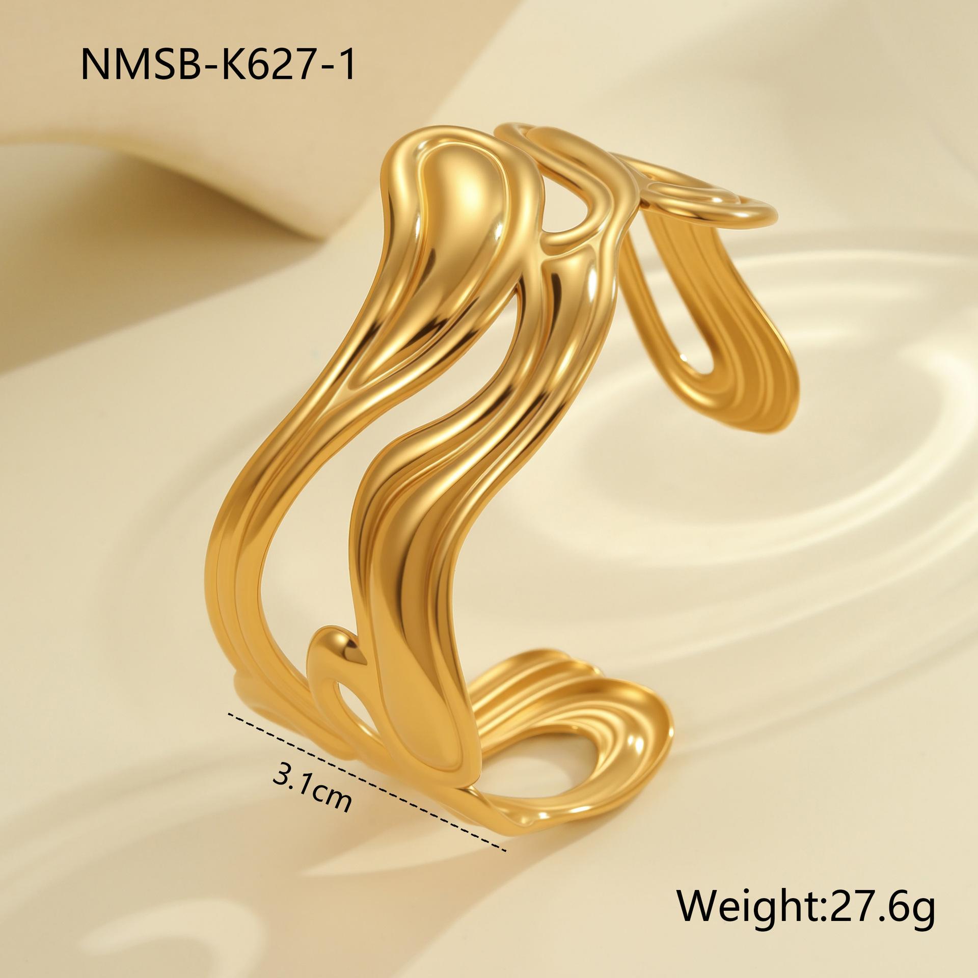 GEMCHIC Women s Stainless Steel Open Bangle Bracelet, 18K Gold Plated, Irregular Design, Fashion Statement Jewelry