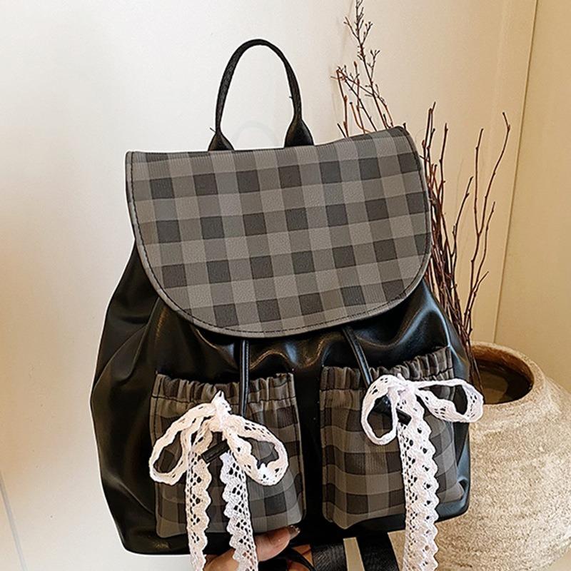 Mochila fofa de laço de outono para mulheres, grande capacidade, face macia, mochila casual para estudantes, bolsa escolar