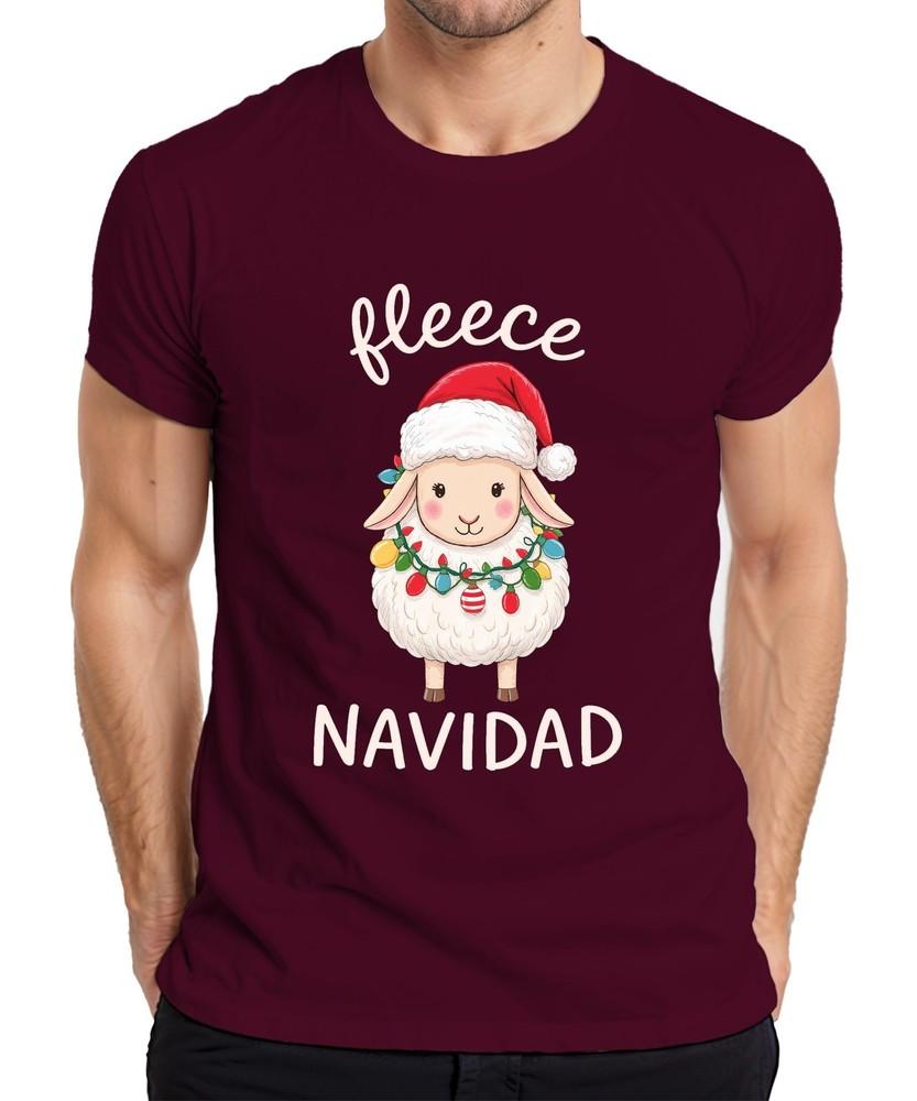 Fleece Navidad Cute Sheep Christmas String Lights Santa Unisexs TShirt