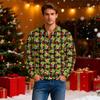 Men's Casual Cartoon-printed Semi-zipper Flannel Retro Long-sleeved Sweatshirt