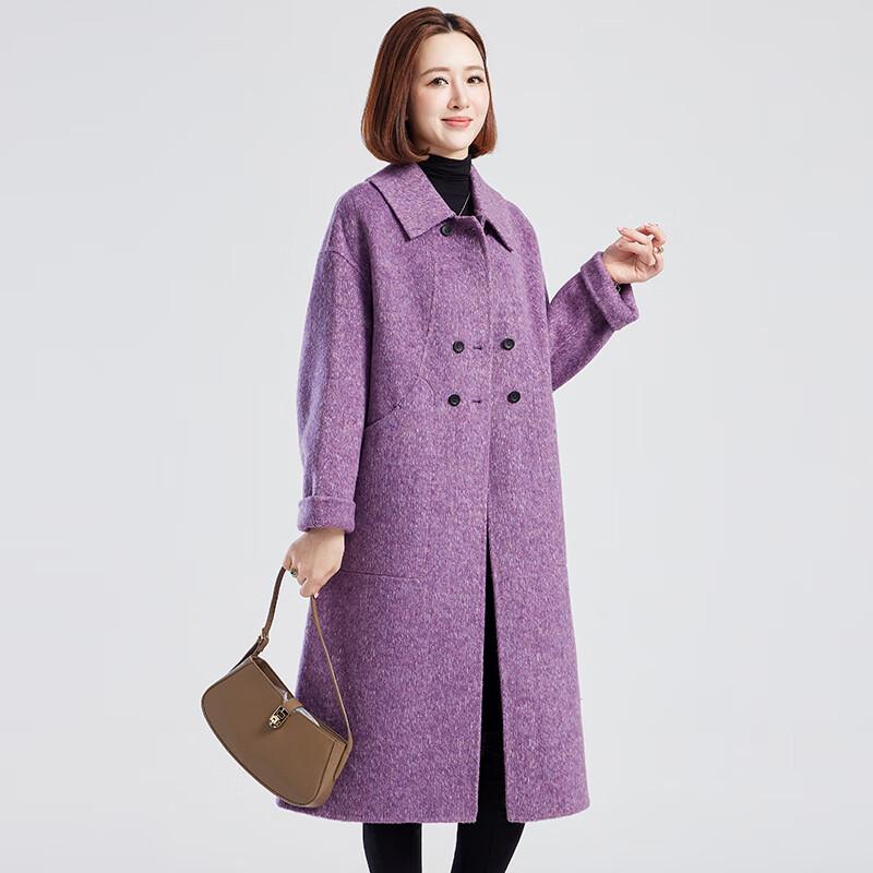 

Женское пальто средней длины из смесовой шерсти двустороннего плетения в корейском стиле L