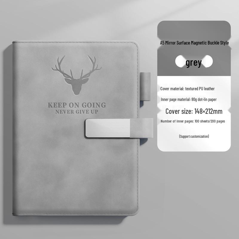 Custom Logo A5 Soft Leather Notebook with Deer Head for Business Meetings