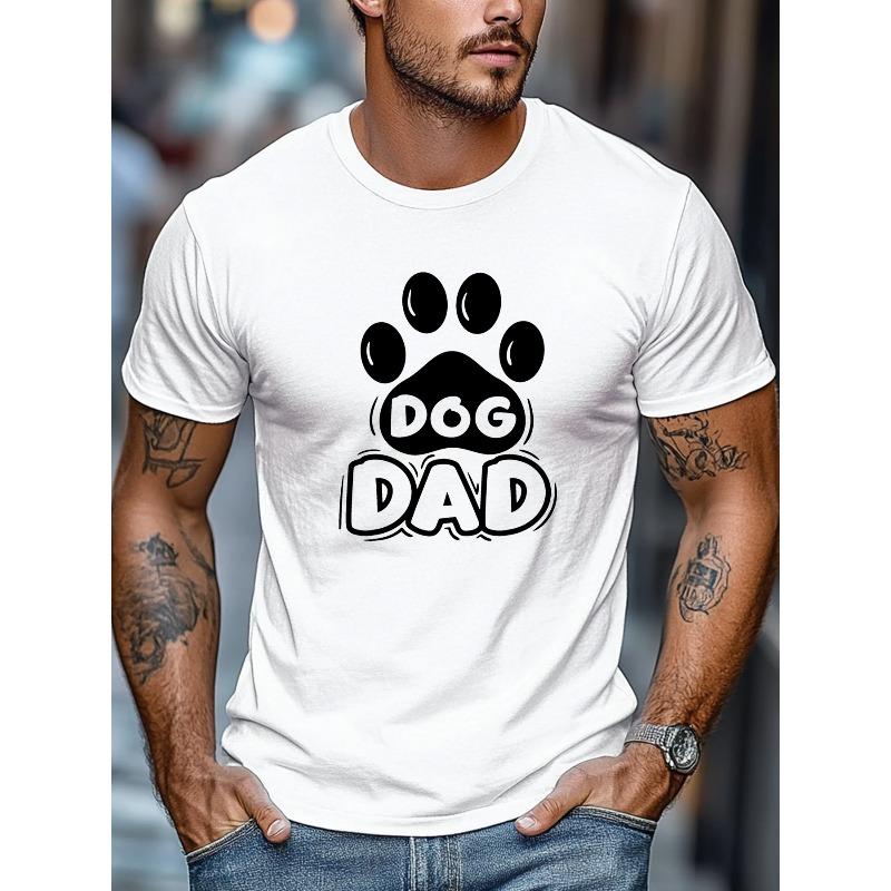 Plus Size Men's T-Shirt, Simple and Stylish, Casual and Relaxed, Men's DOG DAD Graphic Summer Casual Crew Neck Short Sleeve T-Shirt, PLUS SIZE