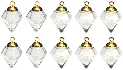 starPG Polyhedron 14mm Glass Dome with Cap 10 Sets Resin Handmade for DIY (Gold)