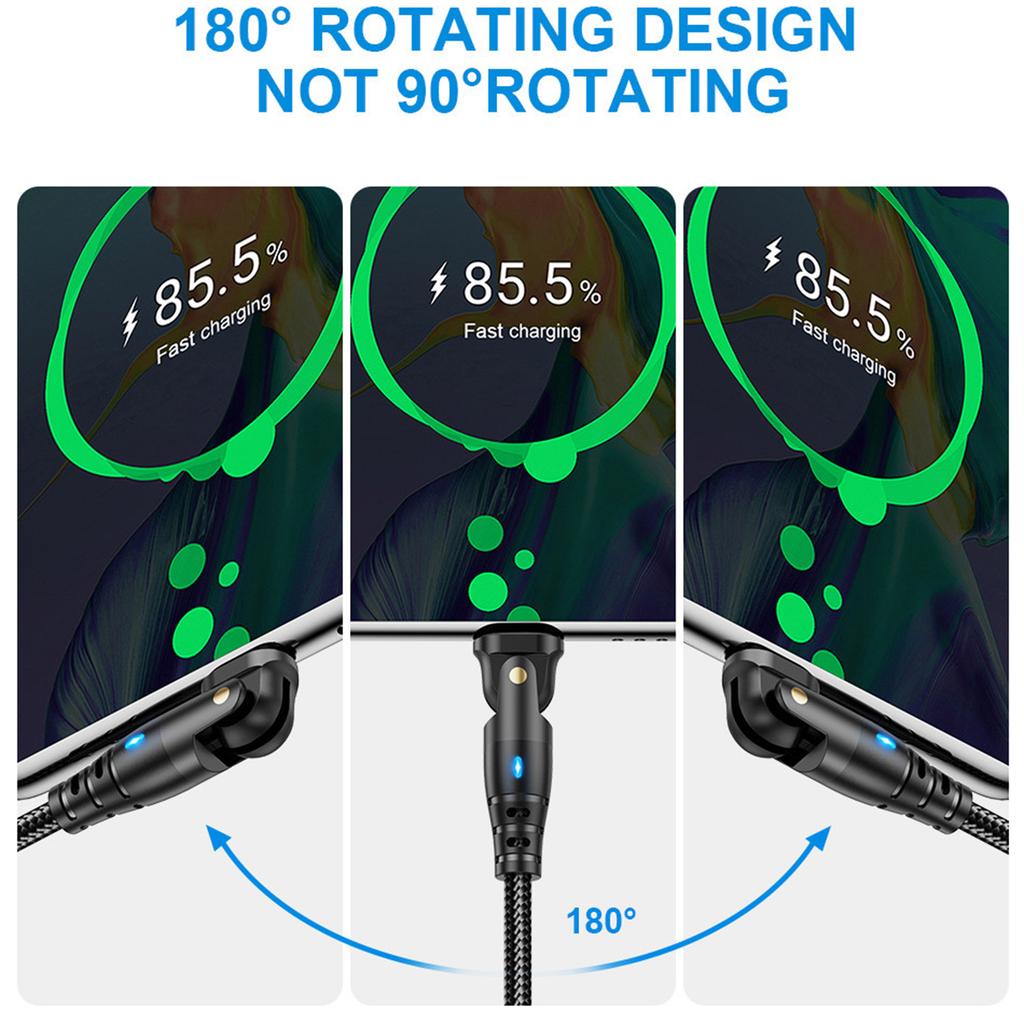 USLION US0189 1m USB A To Type C Cable 180 Degree Rotating Angled Head 3A Charging Data Cord