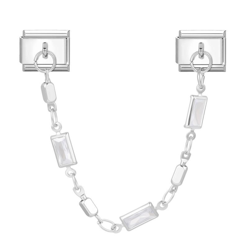 Star Butterfly Heart Zircon Round Pearls Tassel Chain Italian Charm Links Fit 9mm Bracelet Stainless Steel Women DIY Making Gift
