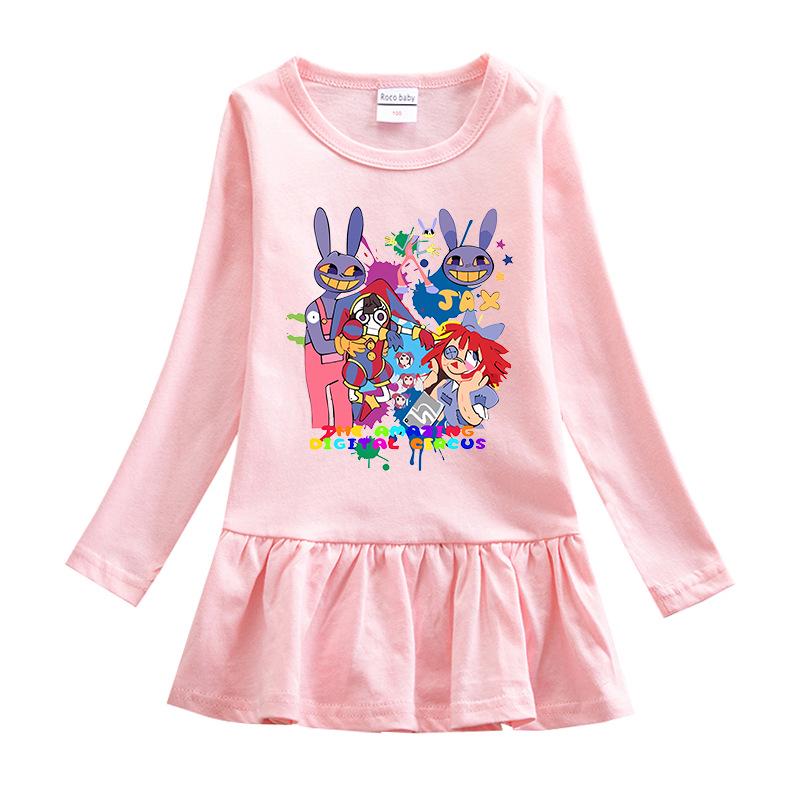 2026 Korean Style Girls' Cartoon Long Sleeve Mesh Princess Dress for Spring and Autumn