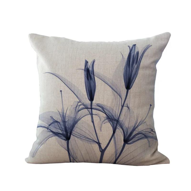 Buntes Pflanzenkissen Blumen Dekokissenbezug für Sofa Wohnzimmer Dekoratives Kissen Leinen