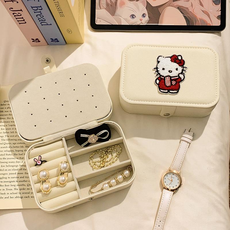 Sanrio Kt Cat Jewelry Storage Box With Leather Material For Gift Giving