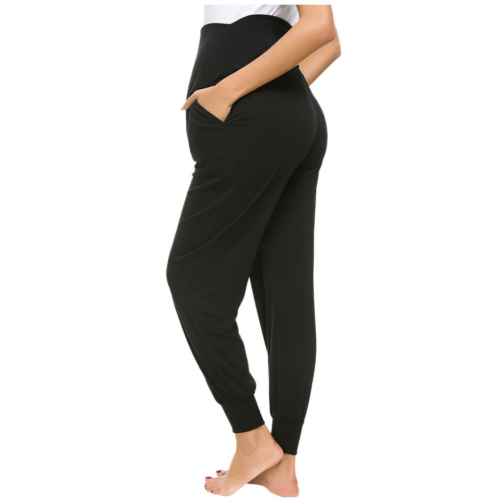 Women's High Elasticity Pregnant Supporting Abdomen Pockets Sports Yoga Pants