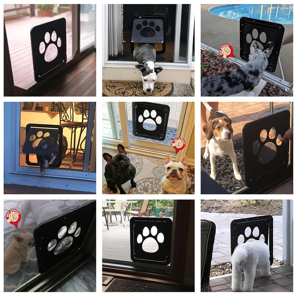 Pet Screen Door Magnetic Flap Screen Automatic Lockable Black Door for Dogs