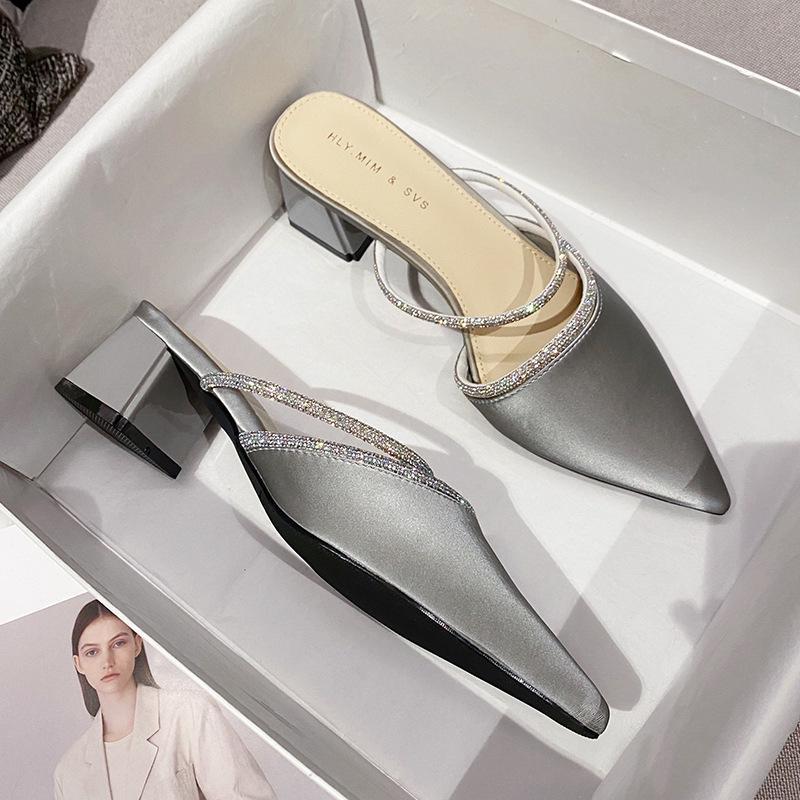 Huiliya Women's Baotou Mule Slippers 2025 – Versatile High/Medium/No Heel Design G5330-2