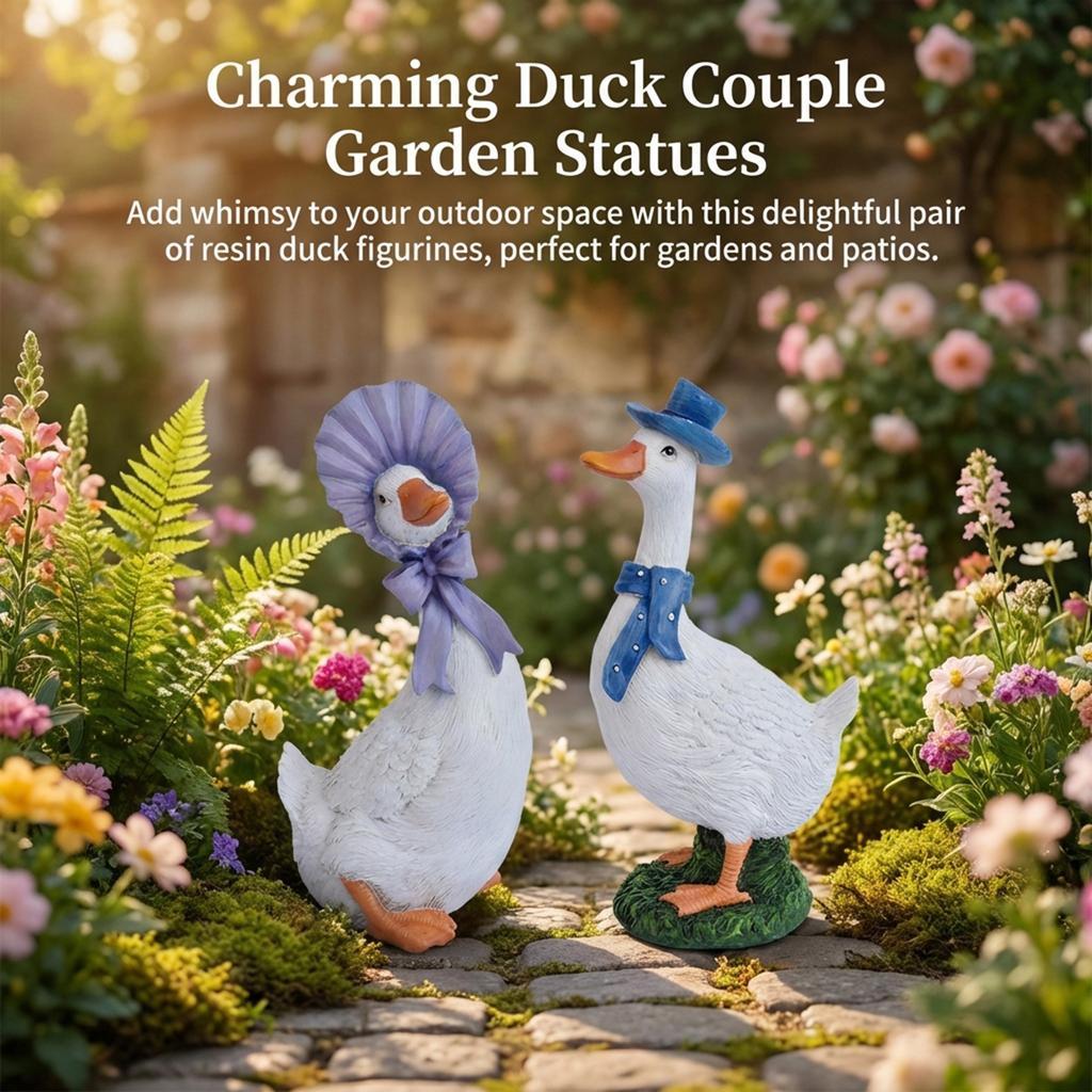 Resin Duck Figurine Decor Garden Courtyard Pot Suitable Ornament