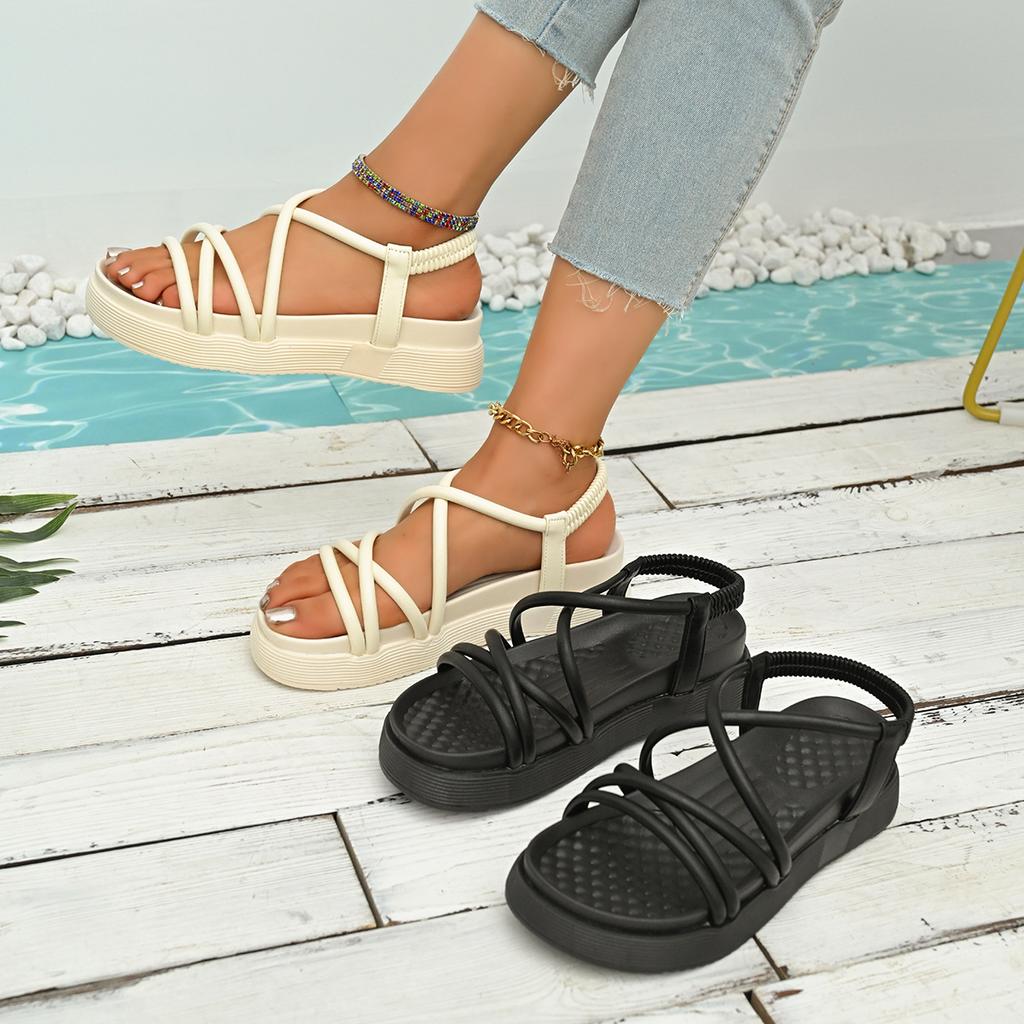 New Fashion Platform Women Summer Wedge Heeled Sandals Woman Ankle Straps Thick Bottom Female Elastic Band Gladiator Sandals