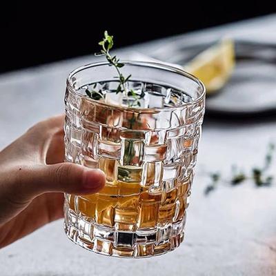 330ml/410ml Wine Glass Weave Patterns Colin Cup Cocktail Rocks Glasses Tumblers Transparent Coffee Cups Household Beverage Cup