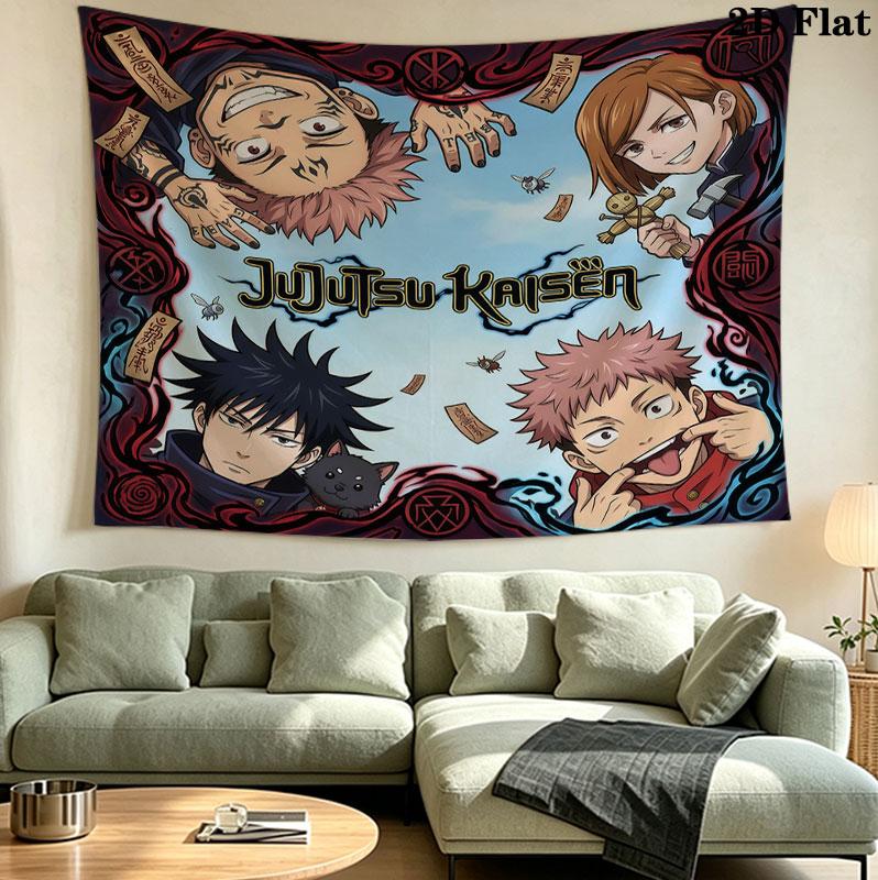 Jujutsu Kaisen Wandteppich Ästhetisches Wandbehang Gedruckter Stoffdecke Dekorative Wandteppiche Für Schlafzimmer Wohnzimmer Heimdekoration