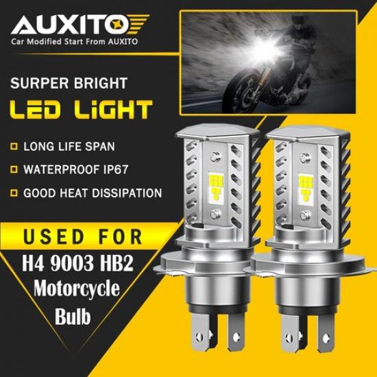 2X Motorcycle Bright H4 9003 LED Headlight HB2 High Low Beam 6500K Bulb A