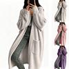 Women's casual corduroy long-sleeved long coat