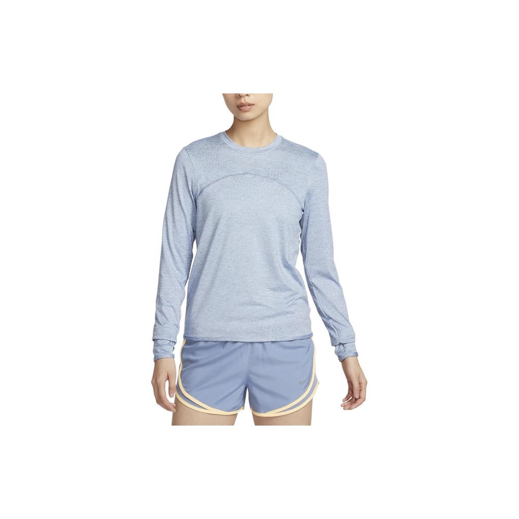Nike Dri-FIT Solid Color Round Neck Quick-Dry Casual Long Sleeve T-Shirt Women Tops Light-Blue FB4298-440