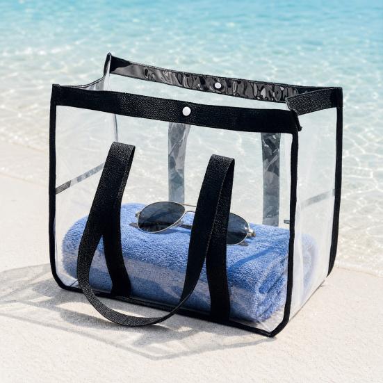 Swimming Bag, Waterproof PVC Large Capacity Beach Bag, Portable with Zipper/Button Closure Storage Bag, for Toiletry Cosmetics Organize
