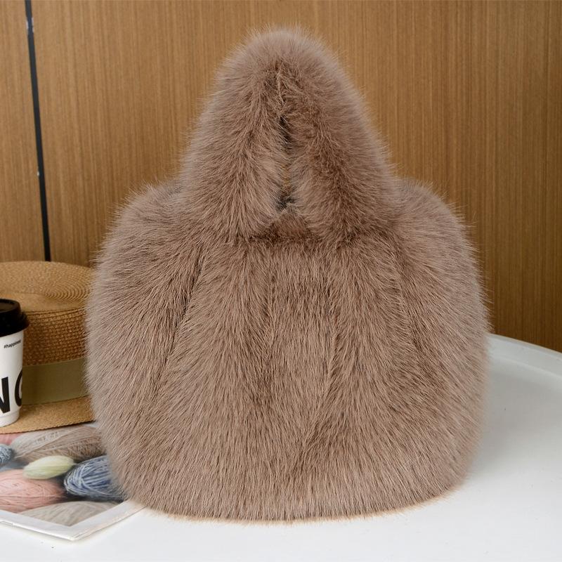 Nová kožešinová taška Imitace Fox Fold Bag Plyšová taška Univerzální taška přes rameno na jedno rameno Kabelka s košíkem na zeleninu
