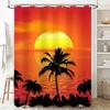 Sunset Palm Tree Shower Curtain Waterproof Bath Decor Fabric Printing Home Decoration Supplies Multicolor Sunset Scene With Silh