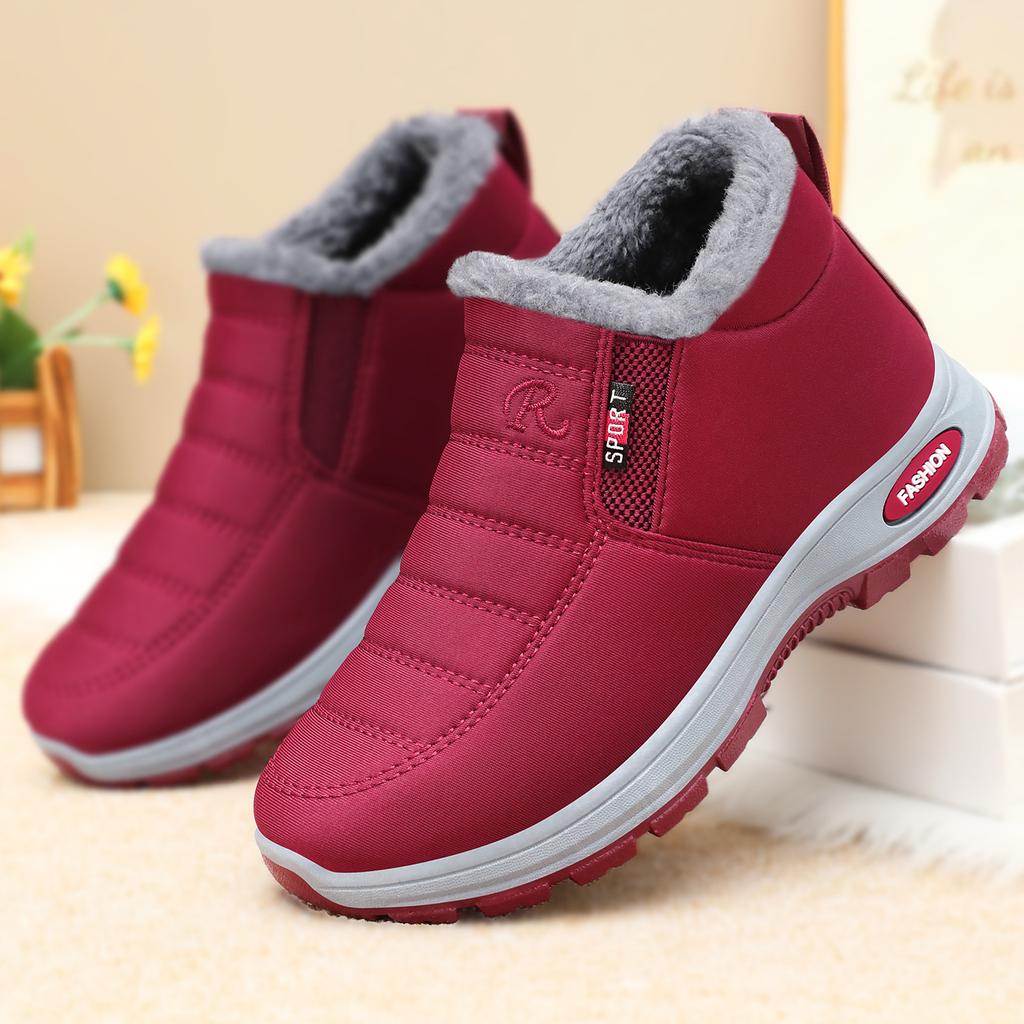 Baumwollschuhe Damen Übergröße Damenstiefel Kältefest und warm Mittelhohe Baumwollstiefel Aufgeplüscht Verdickte Schneestiefel High-Top Damenschuhe