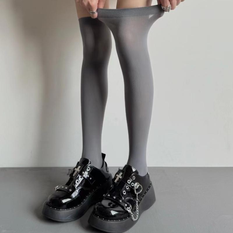 Gray JK Calf Socks Japanese Velvet Long Tube Stockings Thin Section Soft Breathable Versatile Knee Length Extended Student Socks