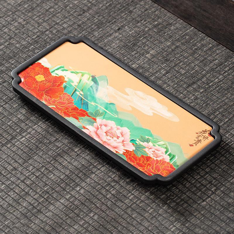 Chinese Style Retro Absorbent Tea Tray for Coffee Tables, Modern Household Decoration, Dry Bubble Function, New Design