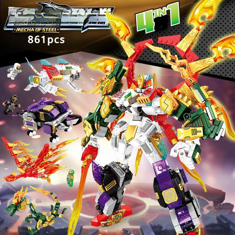 Holy Beast Toto Timetable Metamorphosis Mecha Puzzle Lauding Block Toys Boys