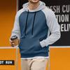 Men's Casual Loose Fit Color Block Hoodie, Long Sleeve Pullover Sweatshirt for Fall and Winter