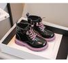 Girls' Patent Leather Ankle Boots - Autumn/Winter Plus Velvet, Zipper Design, Sequin Accents, Suitable for Middle To Big Kids and Babies
