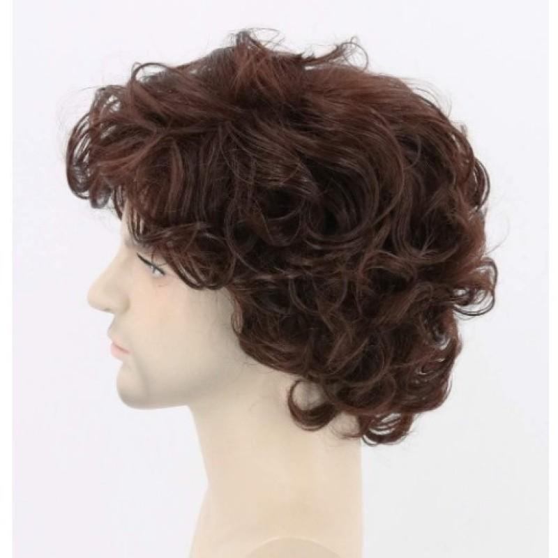 Men Short Brown Wig Halloween Cosplay Costume Synthetic Hair Fluffy Curly Wigs With Bangs High Temperature Fiber
