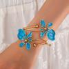 Gold Color Flower Cuff Bracelet Enamel Glaze Craft Open Arm Ring New Floral Open Cuff Armlet  Gifts