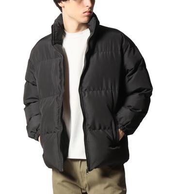 Oversized Eco Down Jacket for Men and Volume High Stand Padded Size Black Women, Neck, Collar, Jacket, Outerwear, M,