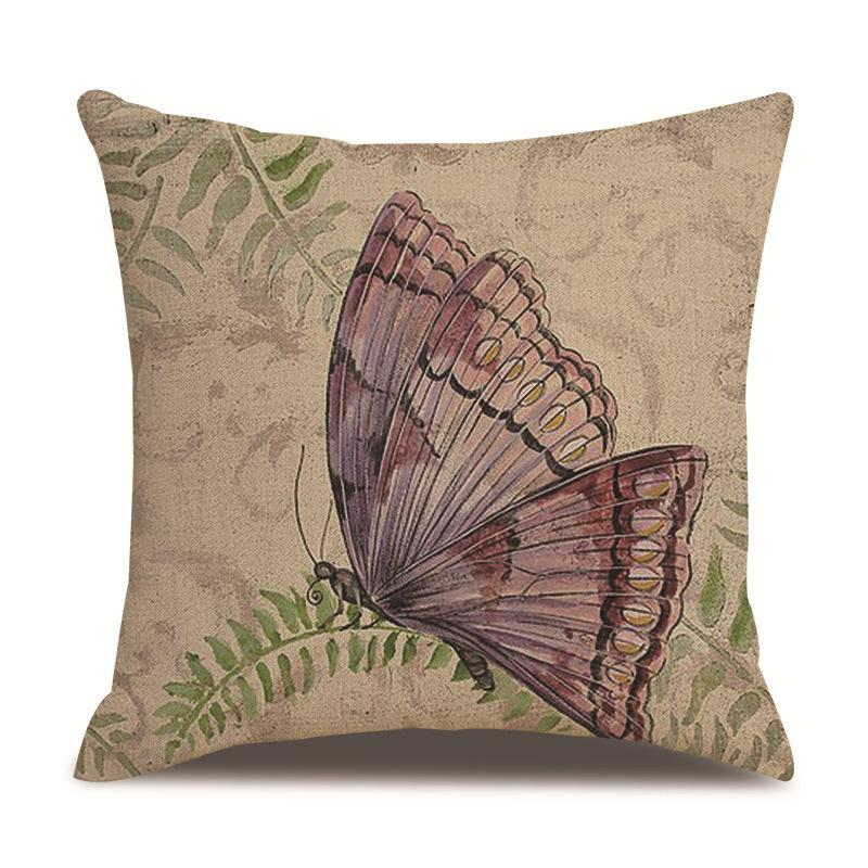 Linen Pillowcase Home Cute Butterfly Sofa Pillowcase Office Nap Pillow